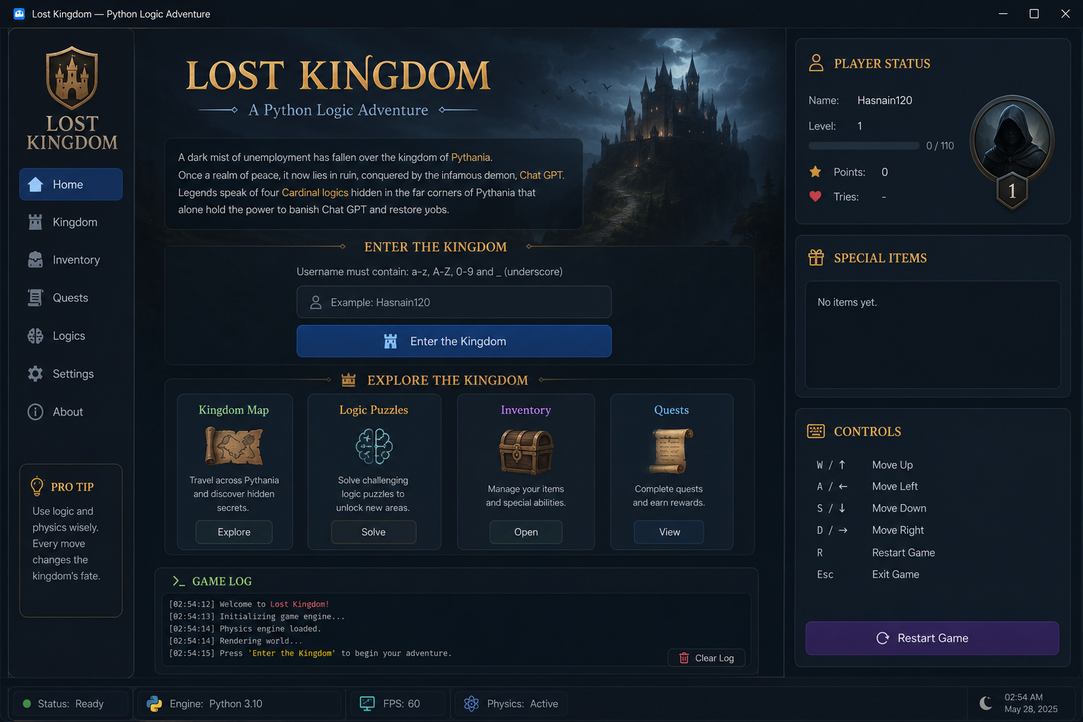 Lost Kingdom &mdash; Python Game Engine